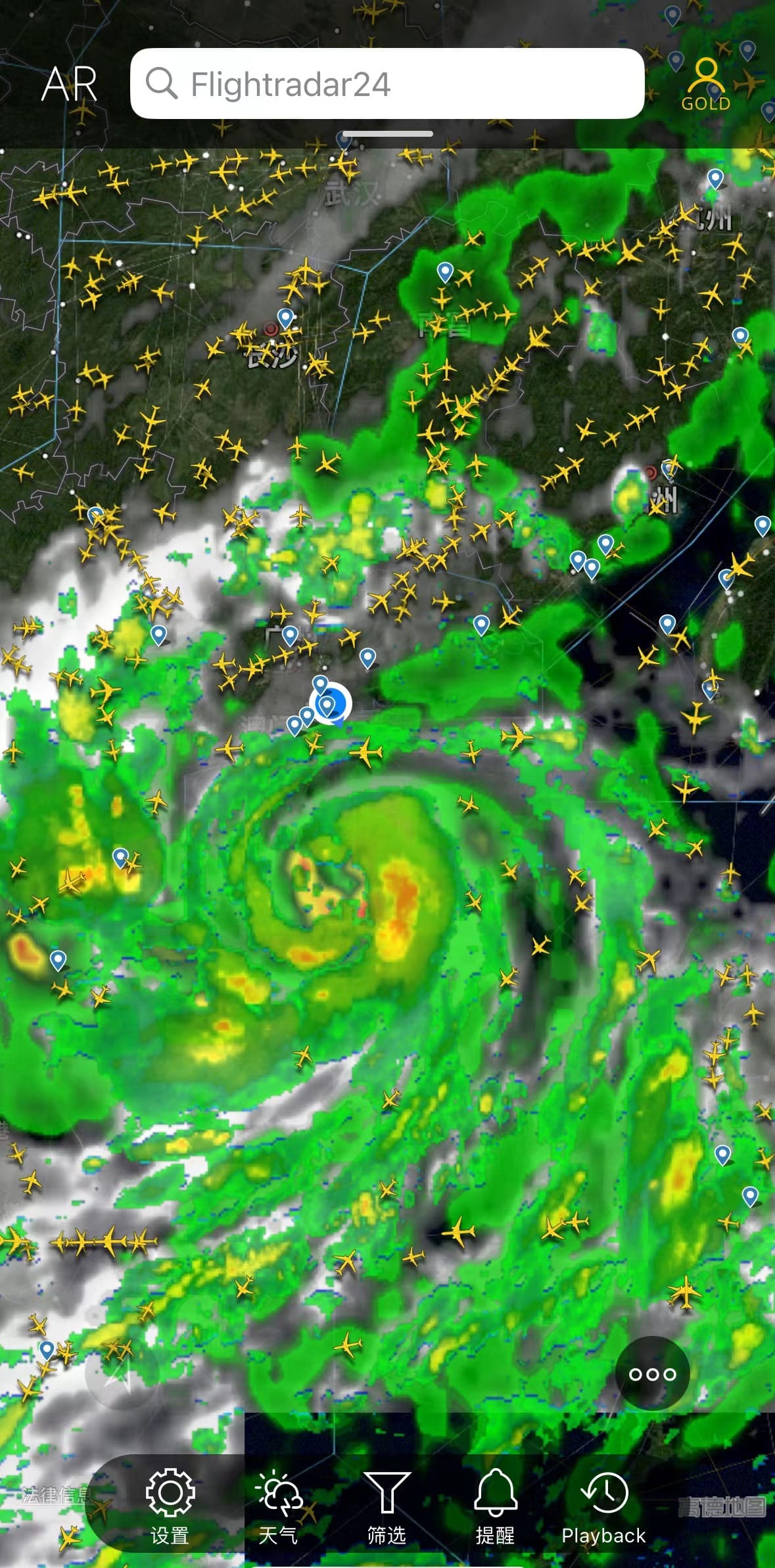 在「「Flightradar24」」看看是谁在台风边上玩耍